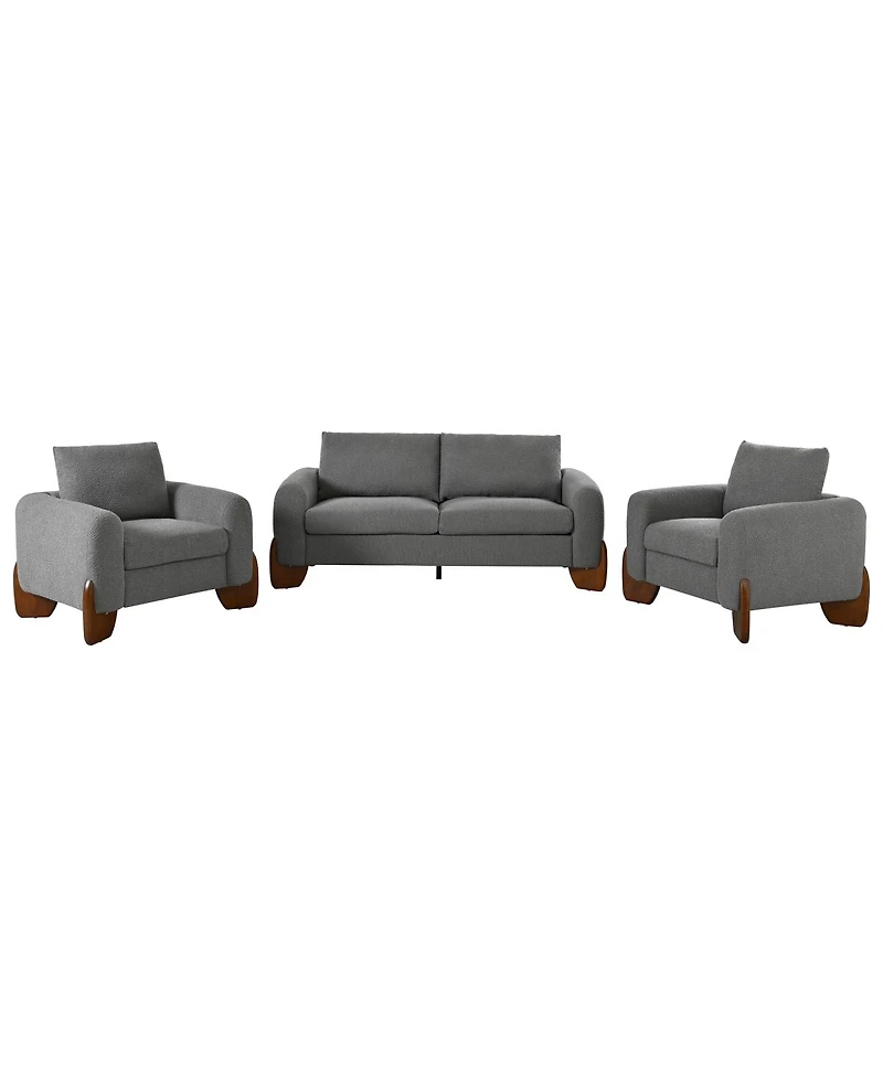 Streamdale Furniture 3-Piece Modern Boucle Sofa Set: 1 Loveseat and 2 Armchairs