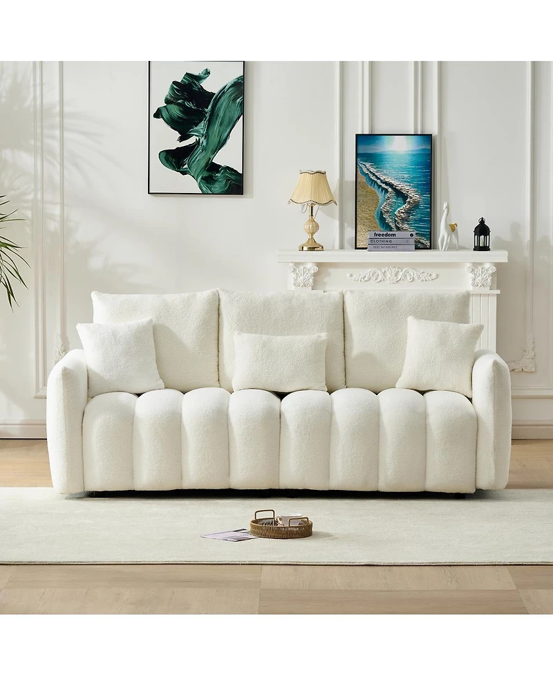 Streamdale Furniture Premium Teddy Fabric 3-Seater Sofa with Solid Wood Frame