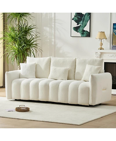Streamdale Furniture Premium Teddy Fabric 3-Seater Sofa with Solid Wood Frame
