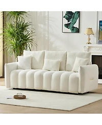 Streamdale Furniture Premium Teddy Fabric 3-Seater Sofa with Solid Wood Frame