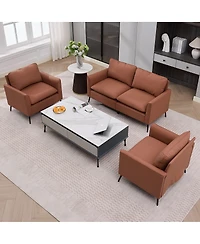 Streamdale Furniture Nordic Retro Leather Cat Paw Loveseat and Single Chair Set
