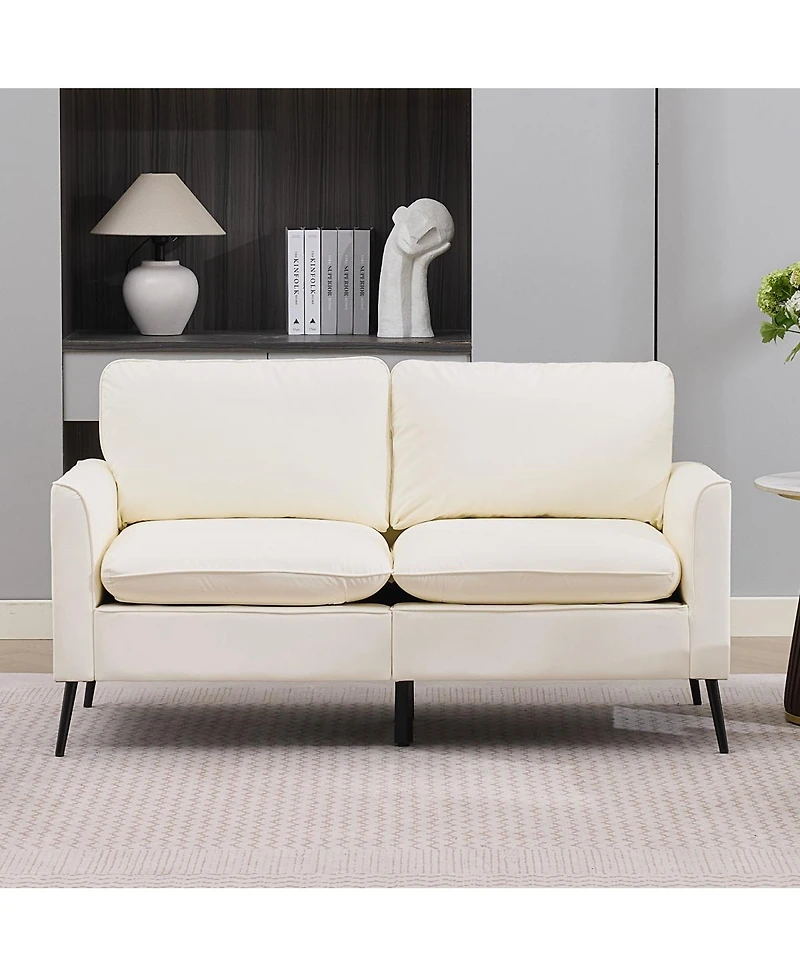 Streamdale Furniture Nordic Retro Cat Paw Leather Loveseat and Single Sofa Set