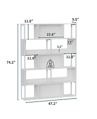 Gaomon Modern 5-Tier Geometric Standing Bookshelf, Bookcase for Living Room Storage