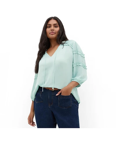 City Chic Women's Drama Queen Elbow Sleeve Shirt