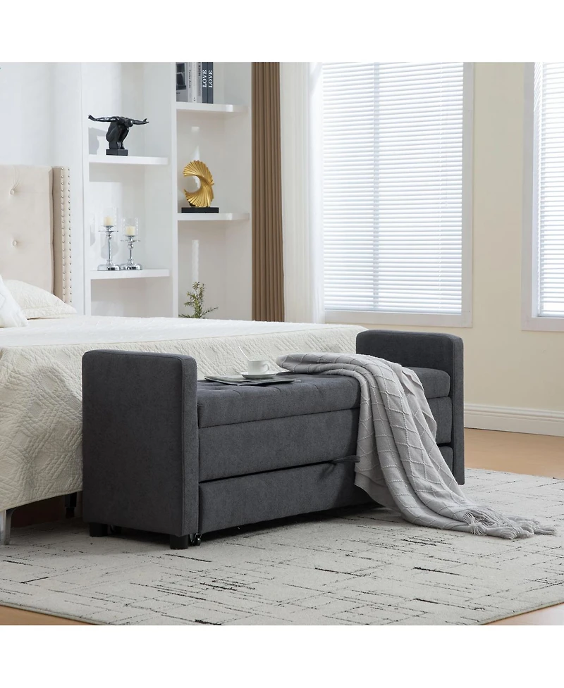 Streamdale Furniture Modern Upholstered Storage Bench with Rolled Arms