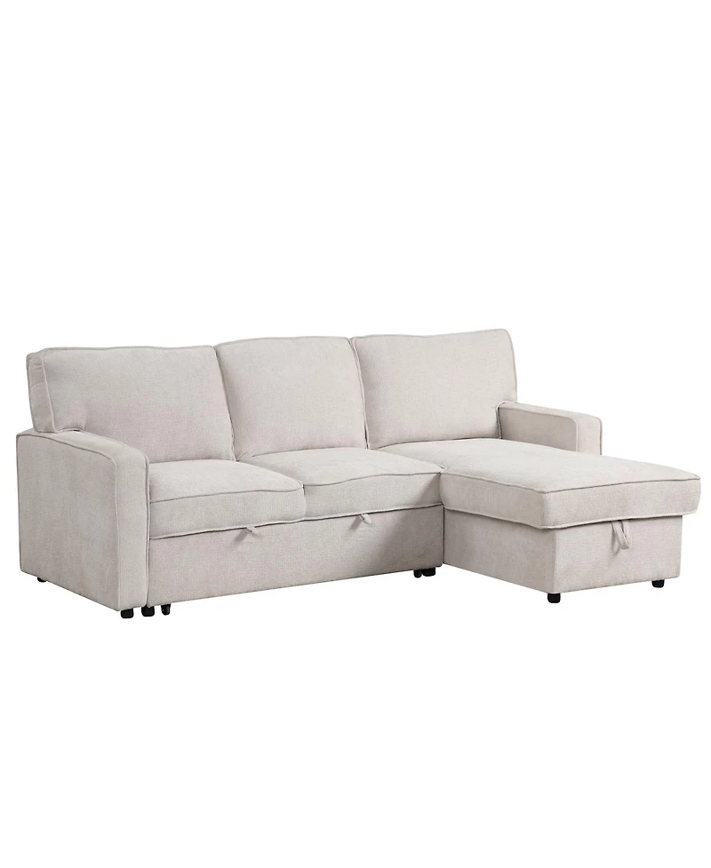 Streamdale Furniture Upholstery Sleeper Sectional Sofa with Storage, Usb Port, and 2 Cup Holders