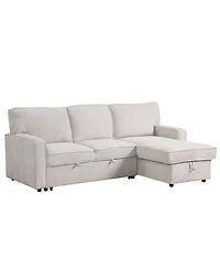 Streamdale Furniture Upholstery Sleeper Sectional Sofa with Storage, Usb Port, and 2 Cup Holders