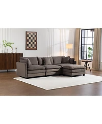 Streamdale Furniture 3-Seat Sectional Sofa with Ottoman and Waist Pillows
