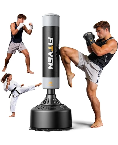 Fed Fitness 70'' Freestanding Punching Bag with Gloves, Heavy Boxing Bag with Suction Cup Base for Adult and Teens Home Gym Training