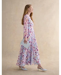 Hobbs London Women's Thea V-Neck Long Sleeve Maxi Dress