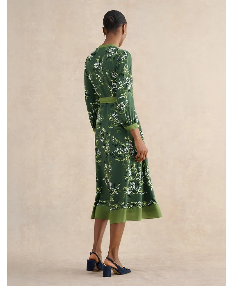 Hobbs London Women's Apolline Printed V-Neck Midi Shirt Dress