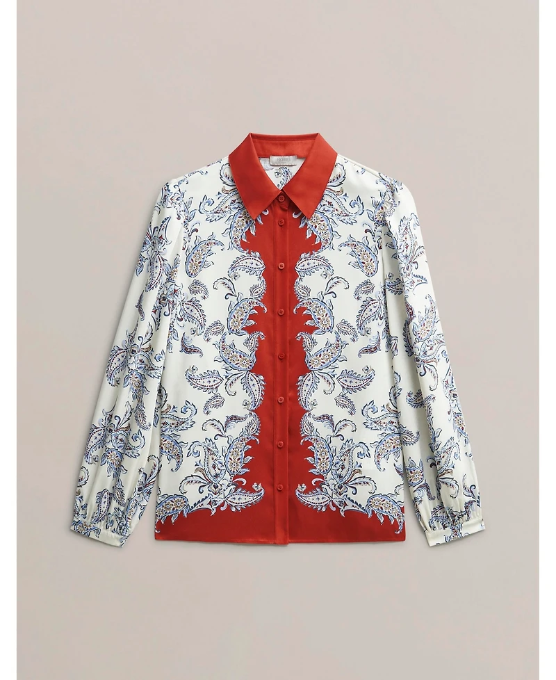 Hobbs London Women's Dannie Cinched-Waist Collard Shirt