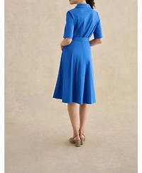 Hobbs London Women's Brigitta Pleated Tie-Belt Shirt Dress