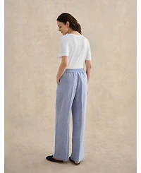 Hobbs London Women's Estella Mid-Rise Wide-Leg Linen Trousers