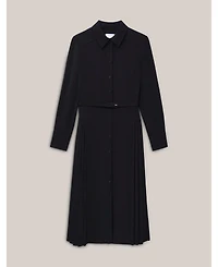 Hobbs London Women's Ginny Belted Pleated Midi Shirt Dress