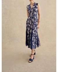 Hobbs London Women's Quin Sleeveless V-Neck Embroidered Dress
