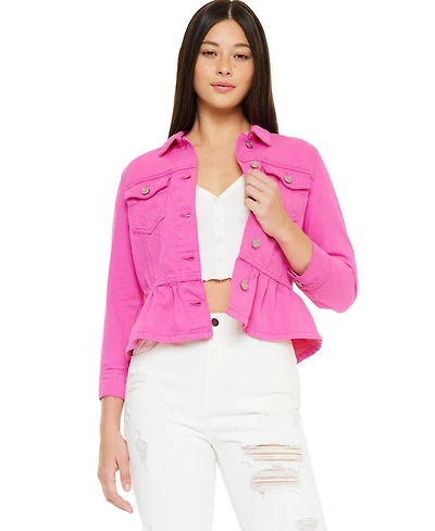 KanCan Women's Marilou Peplum Denim Jacket