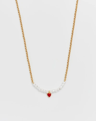 Fable England Gold Love Heart Pearl Necklace