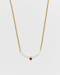Fable England Gold Love Heart Pearl Necklace