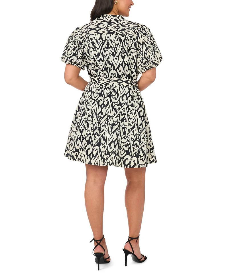 Vince Camuto Plus Size Puff-Sleeve Belted Mini Dress