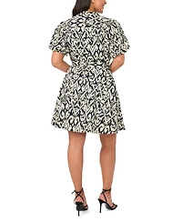 Vince Camuto Plus Size Puff-Sleeve Belted Mini Dress
