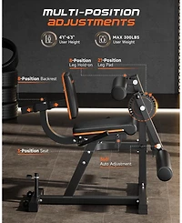 Fed Fitness 700LBS Integrated 4-in-1 Leg Curl and Extension Machine, Adjustable Lower Body Strength Workout Equipment for Home Gym