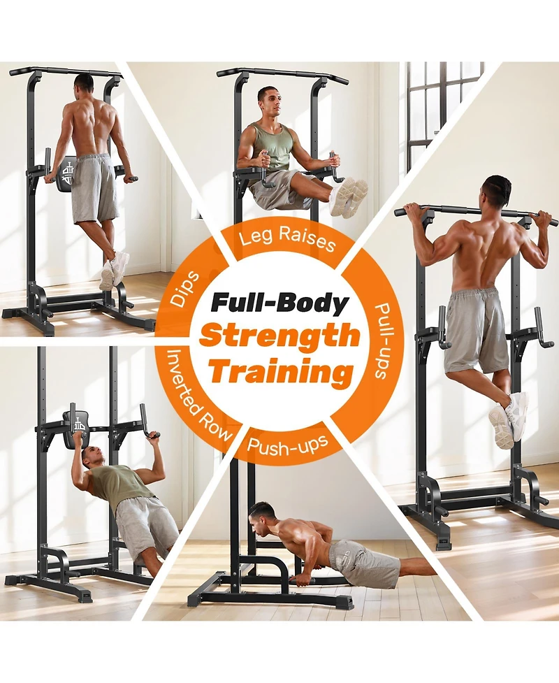 Fed Fitness 400LBS Power Tower, 10-in-1 Adjustable Pull Up Dip Station, Multi-Function Home Gym Strength Training Equipment