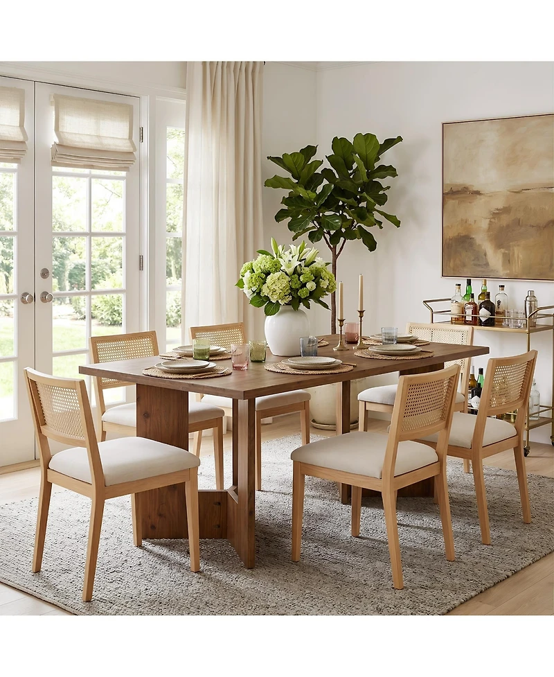 Tribesigns Solid Wood Dining Table, Farmhouse Kitchen Table for 4-6 People, Large Rustic Dining Room Table, Walnut