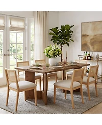 Tribesigns Solid Wood Dining Table, Farmhouse Kitchen Table for 4-6 People, Large Rustic Dining Room Table, Walnut