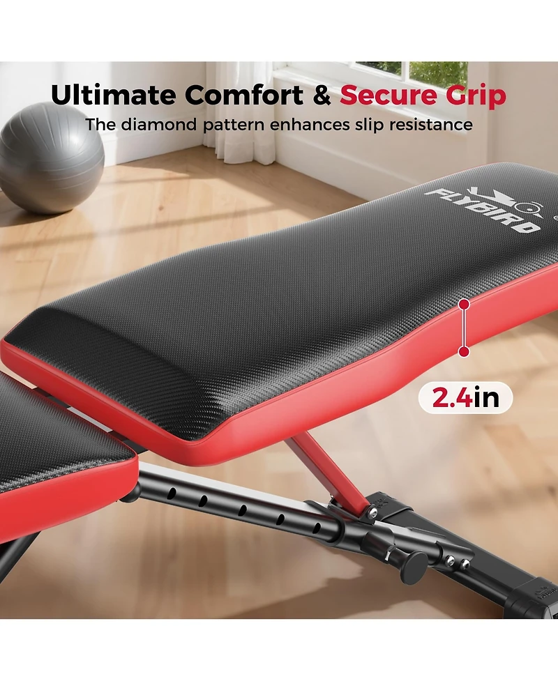 Fed Fitness Adjustable Weight Bench, Full Body Workout Bench for Home Gym Strength Training, Incline Flat Decline for Sit Up Bench Press
