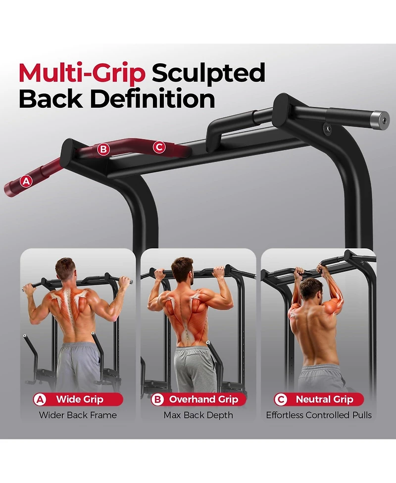 Fed Fitness 800LBS Heavy-Duty Power Tower, Multi-Grip Pull Up Dip Station with Adjustable Core Trainer, Full-Body Home Gym Strength Training Equipment