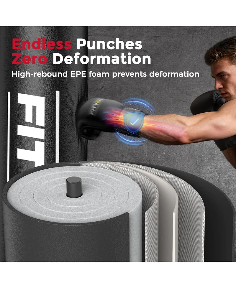 Fed Fitness 70'' Freestanding Punching Bag with Gloves, Heavy Boxing Bag with 4-Spring Shock Absorption System, Suction Cup Base for Home Gym