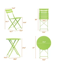homfan 3 Piece Patio Bistro Set, Folding Table and Chairs, Outdoor Furniture Metal Structure, No Assembly Need