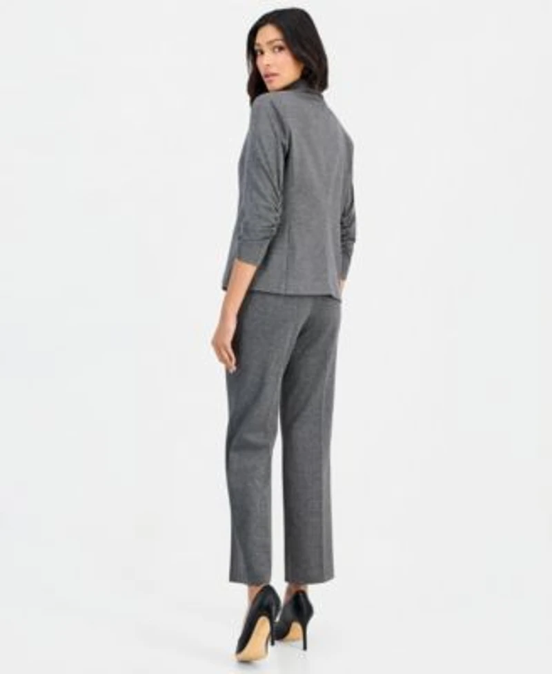 Anne Klein Essentials Petite Ponte One Button Scrunch Sleeve Jacket Nyc Compression Side Tab Pull On Pants