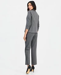Anne Klein Essentials Petite Ponte One Button Scrunch Sleeve Jacket Nyc Compression Side Tab Pull On Pants