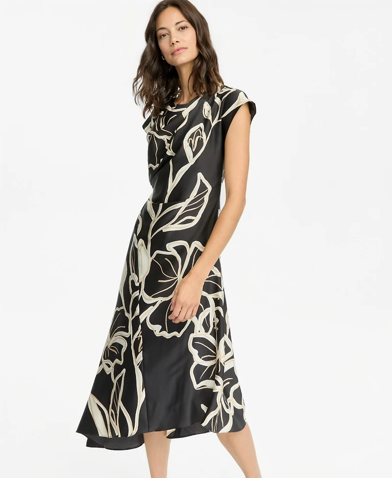 Maggy London Women's Cap-Sleeve Asymmetric-Hem Dress