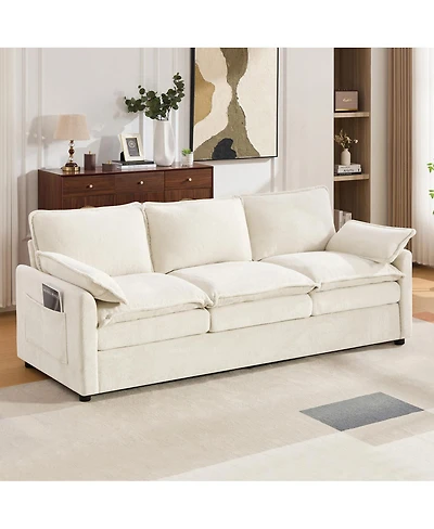 Streamdale Furniture Modern 3-Seater Plush Upholstered Sofa with Side Storage