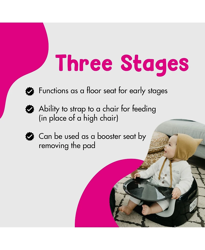 Bumbo Toddler Multi Seat 3-in-1 Booster High Chair and Tray, Black/Cool Grey