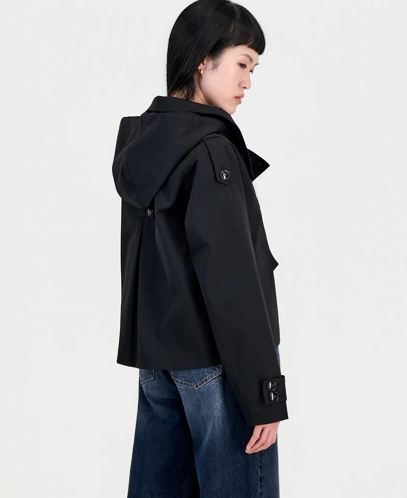 Steve Madden Women's Short Hooded Trench Coat