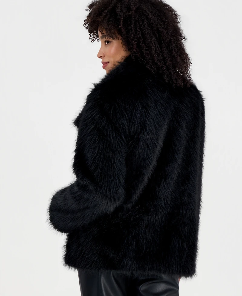Steve Madden Women's Faux Fur Extended Collar Coat