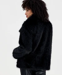 Steve Madden Women's Faux Fur Extended Collar Coat