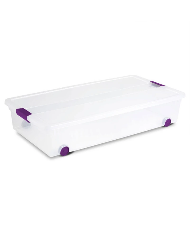 Sterilite 60 Qt ClearView Latch Wheeled Stackable Storage Box, 4 Pack