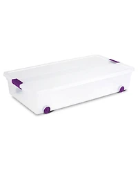 Sterilite 60 Qt ClearView Latch Wheeled Stackable Storage Box, 4 Pack