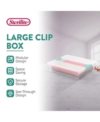 Sterilite 5.7 Qt. Large Plastic Stackable Storage Bin w/ Clear Latch Lid, 6 Pack