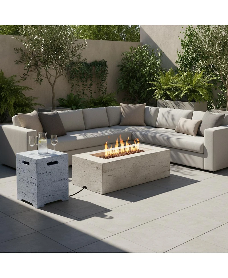 Streamdale Furniture 41.9 inch 2-in-1 Rectangular Propane Fire Pit and Tank Cover Table Set