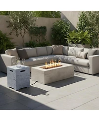 Streamdale Furniture 41.9 inch 2-in-1 Rectangular Propane Fire Pit and Tank Cover Table Set