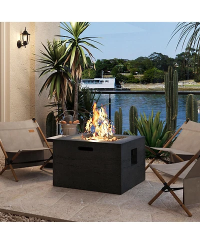 Streamdale Furniture 24-Inch Square Propane Fire Pit Table with 40,000 Btu and Accessories