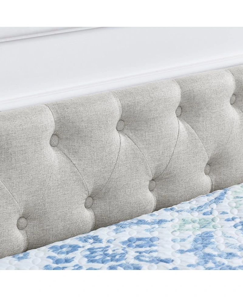 Streamdale Furniture Tufted Upholstered Queen Daybed with Drawers and Nailhead Trim