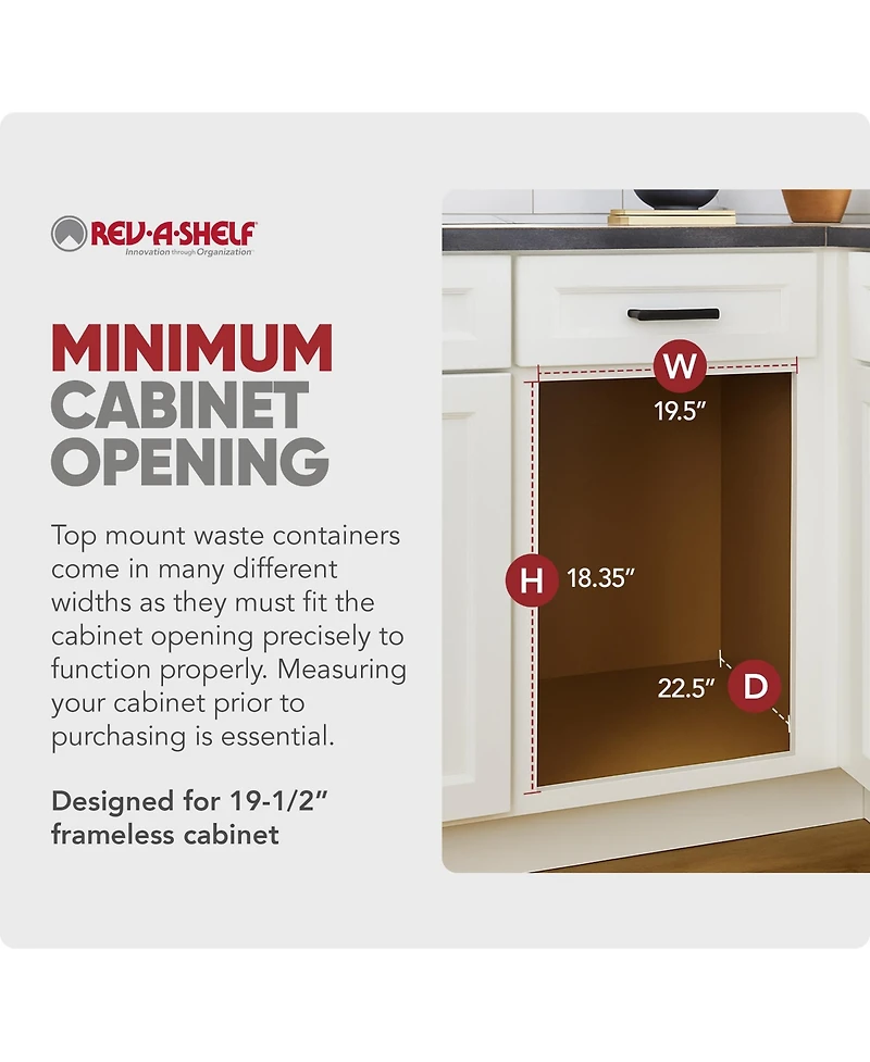 Rev-a-Shelf Double Pullout Top Mount Trash Can, 35 qt., 4WCTM-21DM2-495-fl