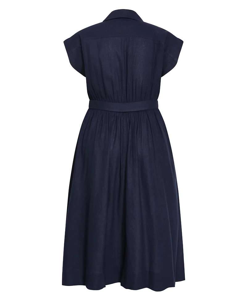 City Chic Women's Liliyana Belted Linen Dress